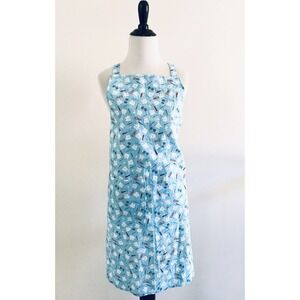 Handmade Apron Blue Dentist Medical Protective Cover Self Tied Pocket Cotton